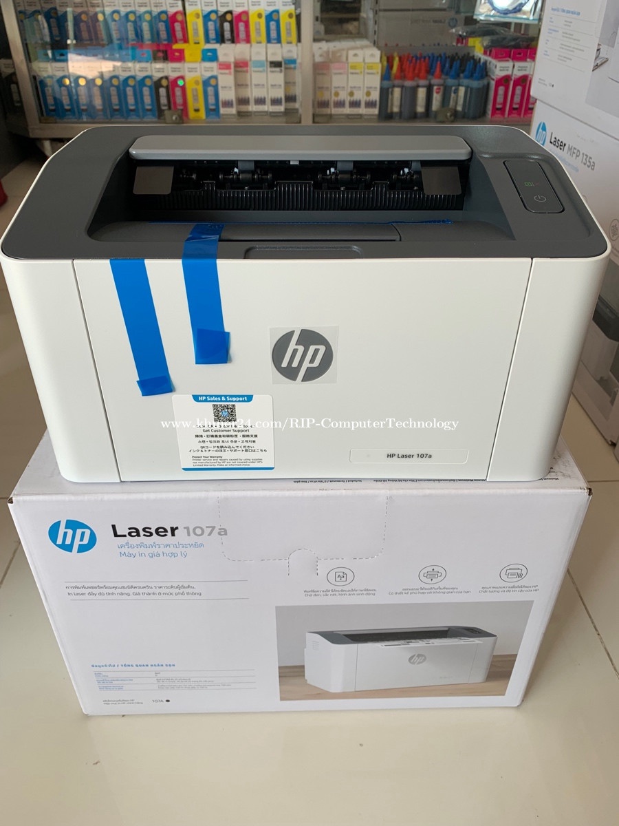 HP Laser 107a A4 Mono Laser Printer 64MB 20ppm 10,000 4ZB77A White - Mzone